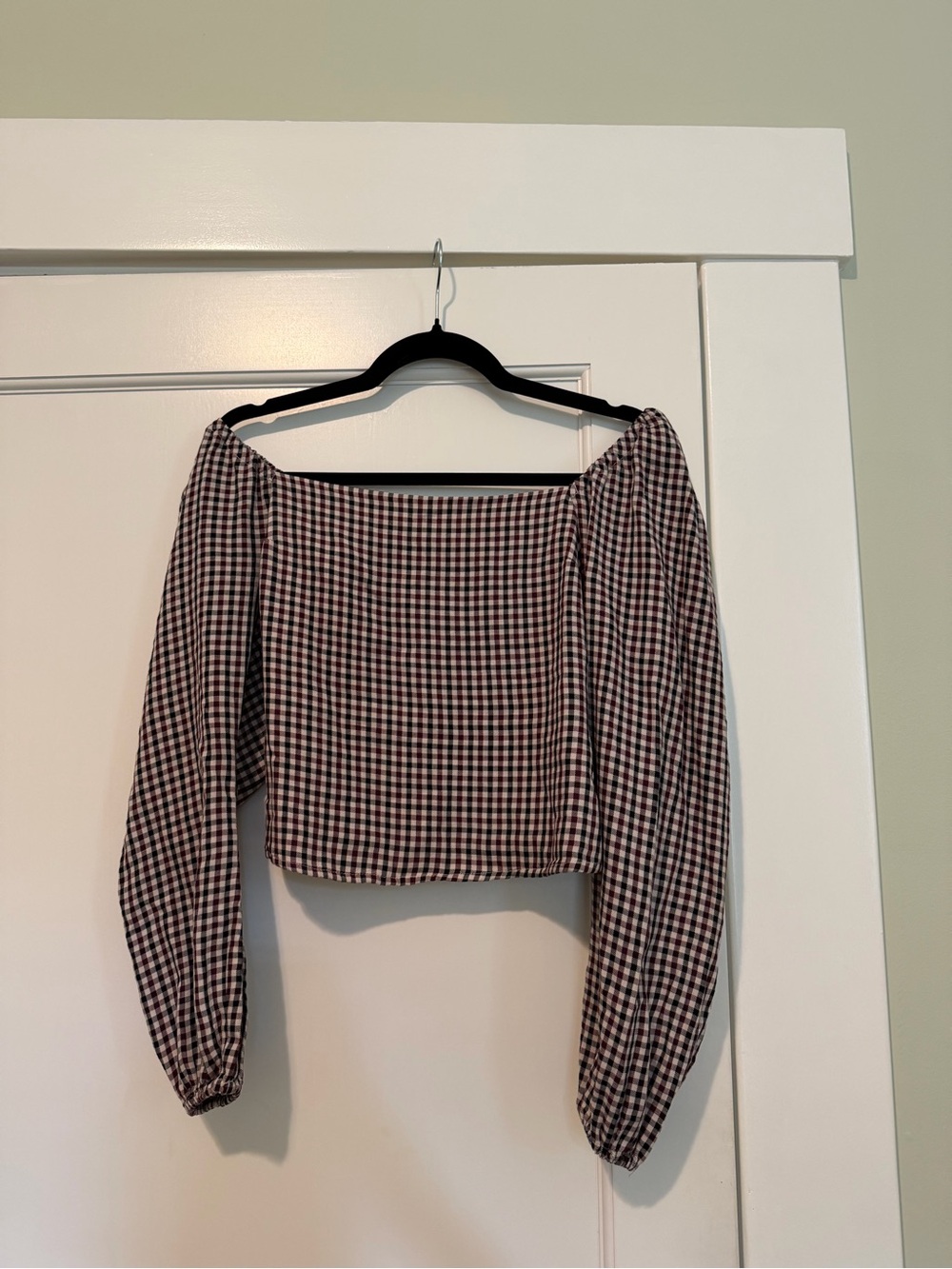 Abercrombie & Fitch Gingham Off-Shoulder Top